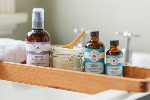 Bloom remedies organic skincare cornwall product photo in a bath lifestyle photography